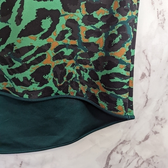 Chicos Leopard Print Dress Green Tank Size 0 Small 4 High Low Hem Animal Midi - Picture 5 of 14